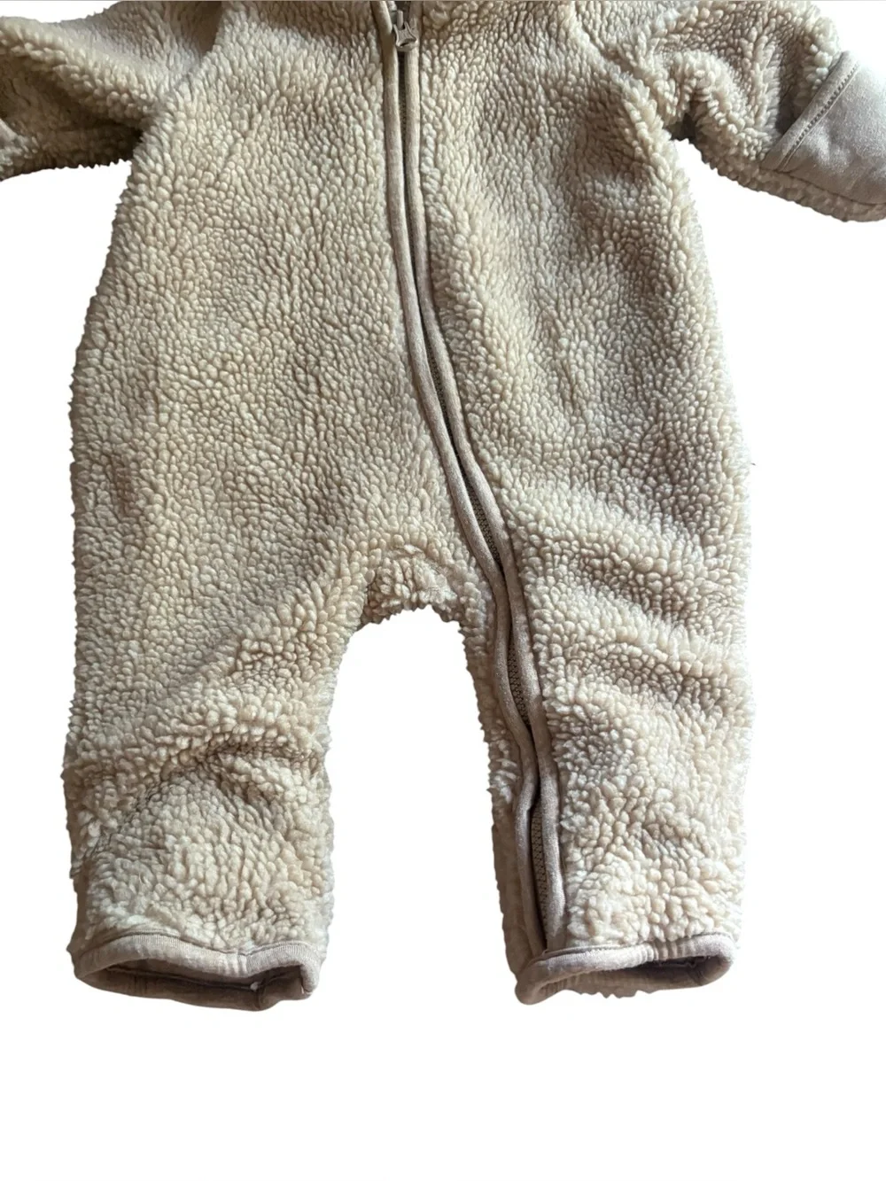 Baby GAP Teddy Fleece Sherpa Hooded Coverall Pram Suit Baby Size 0-3 Months